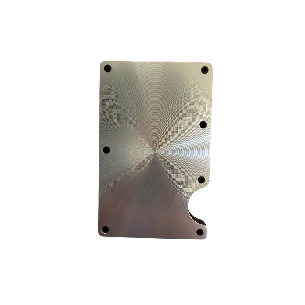 Mens Minimalist Metal Card Holder Wallet‎ with Money Clip Brushed Silver Finish